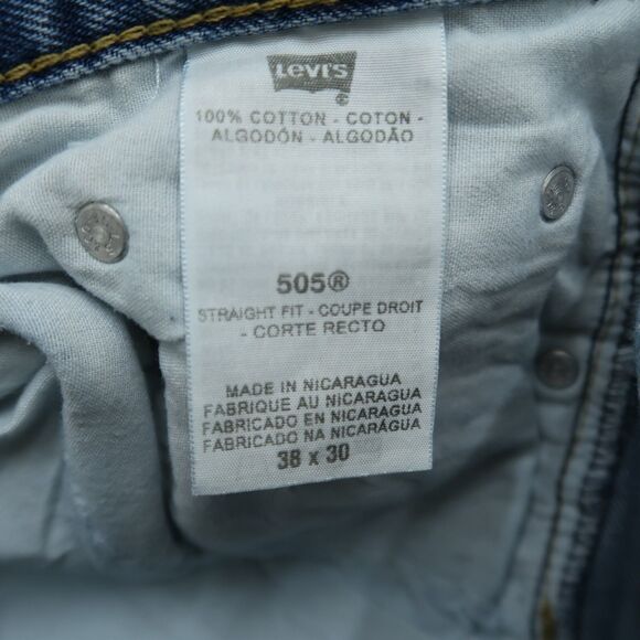 Levi's 505 Jeans Mens Size 38x30 Blue Regular Straight 100% Cotton Denim Pants - Picture 6 of 16